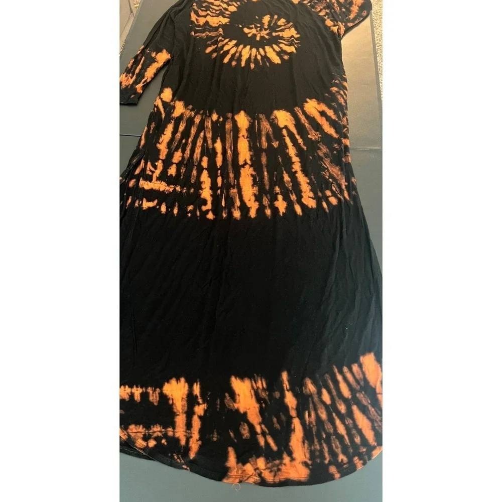 Fashion Nova Maxi Dress Womens Large Black Orange Tie Dye 1094 - Picture 10 of 12